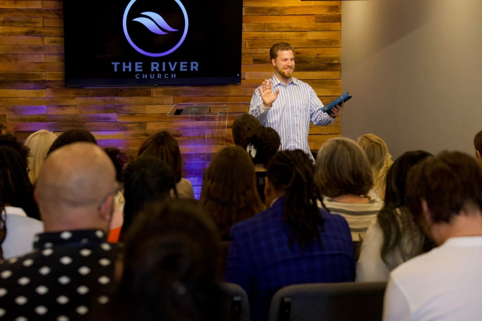 Pastor Jordan preaching at River Church Pittsburgh